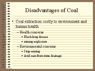 advantages and disadvantages of using coal