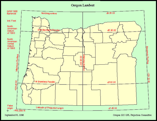 Oregon Lambert Map Parameters