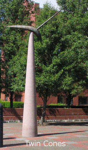 Jonathan Bonner “Twin Cones” Installed in: October 1989 Location: The Heritage Hall dormitory on the west side of building’s main entrance.