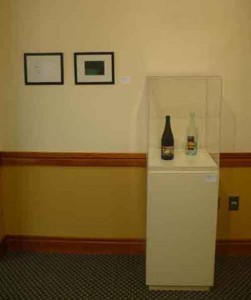 Left: "Student Show Card" 2008 Ink Jet Print 6 x 4.25 Right: "Designed Wine" 2008 Mixed Media