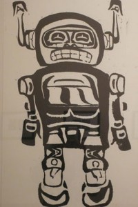 "Native Robot" 2006 Wood Cut 24 x 13