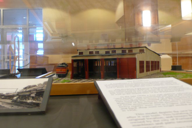 Tim Thompson crafted a 1:87 scale model of the Brooklyn Roundhouse. The model roundhouse will be donated to the ORHF for promotional activities after the exhibit is closed on December 5th.