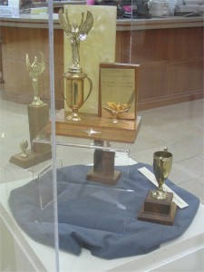 Recognition of achievements is a long standing tradition at Western Oregon University. Here is a sample of trophies from various awards for campus life events