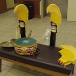 Ceremonial instruments and headresses