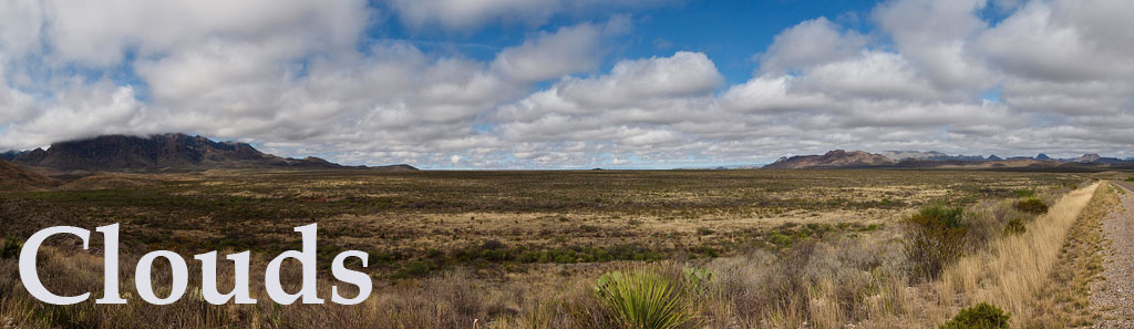 clouds over sagebrush desert with the word clouds in bottom left corner
