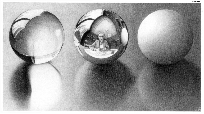 Three Spheres 2 by M.C. Escher.